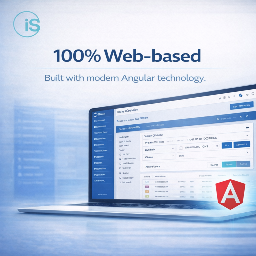 iSBets Back Office — 100% web-based, costruito con la moderna tecnologia Angular